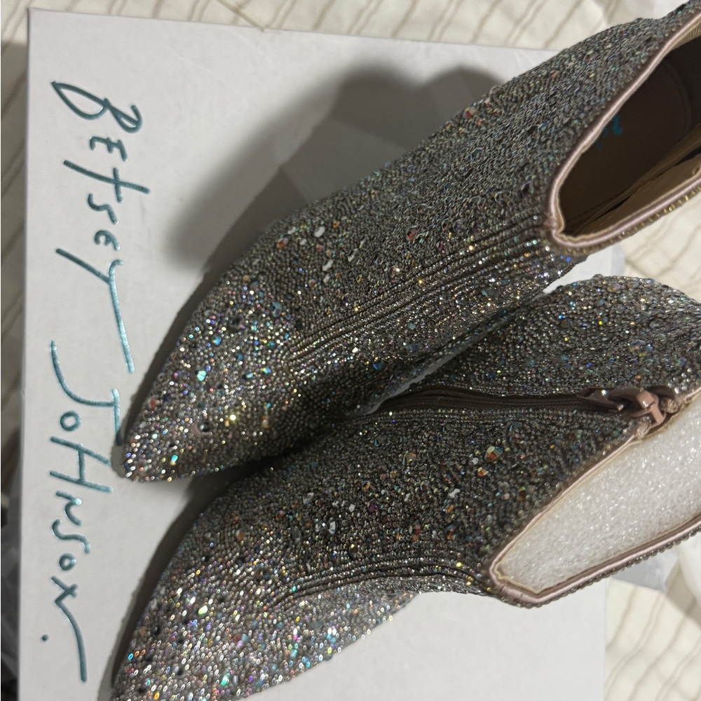 Betsey Johnson Silver Heeled Boots